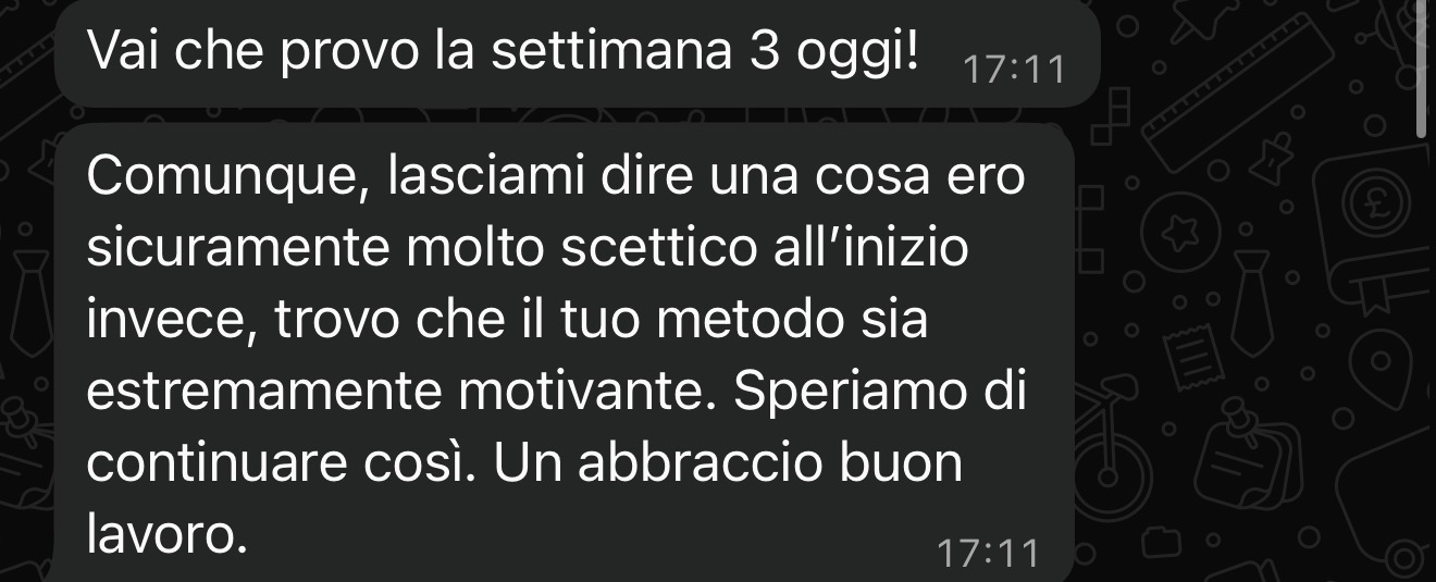 Messaggio di un cliente: era scettico all'inizio, ora trova il metodo estremamente motivante